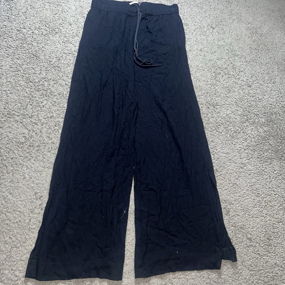 Alice & Olivia SAVETTA HIGH WAISTED WIDE LEG SIDE SLIT PANT Women Large